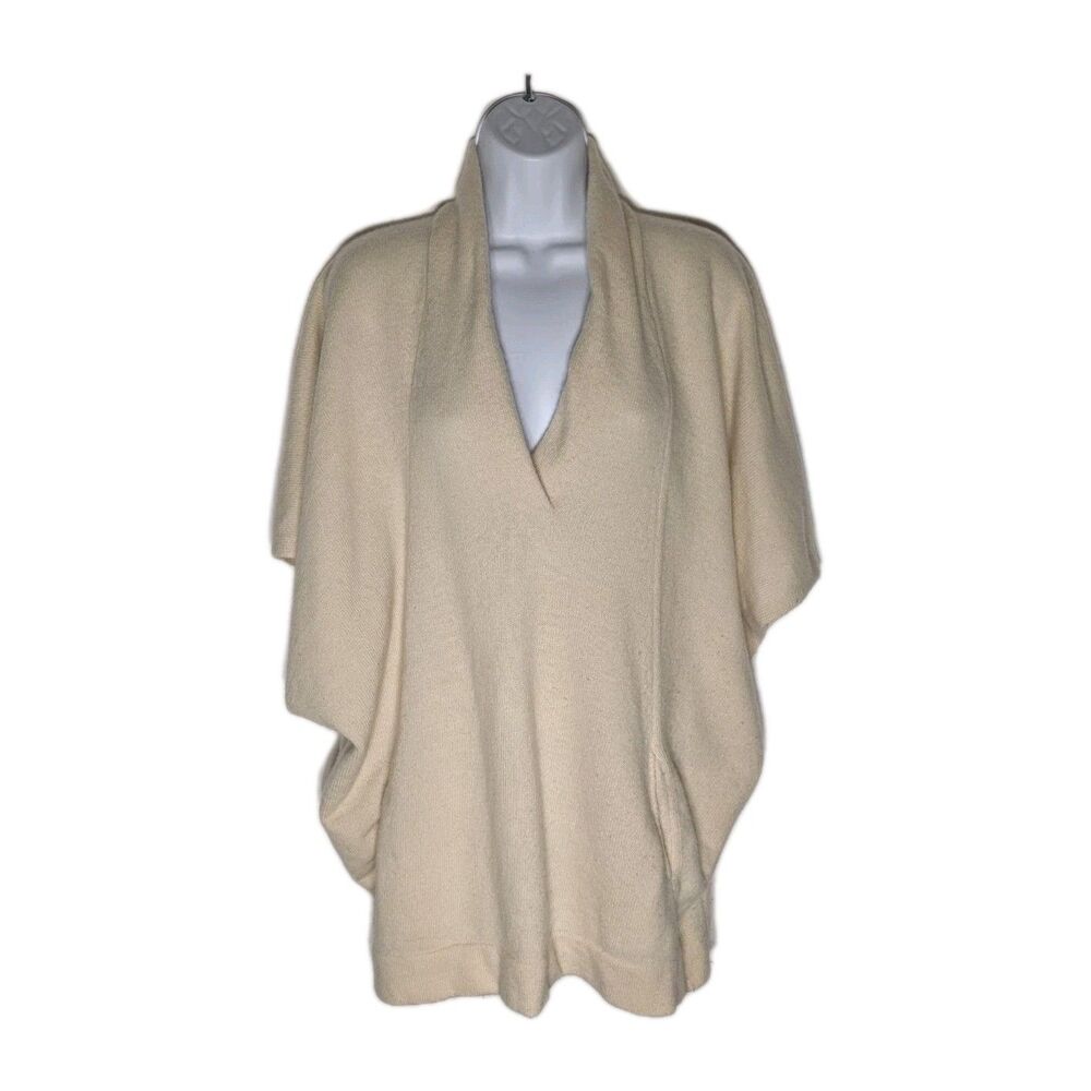 PureJill Wool Blend Sweater Women's L XL Ivory Oversized Lagenlook Cozy Poncho